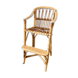 Chaise haute enfant rotin vintage