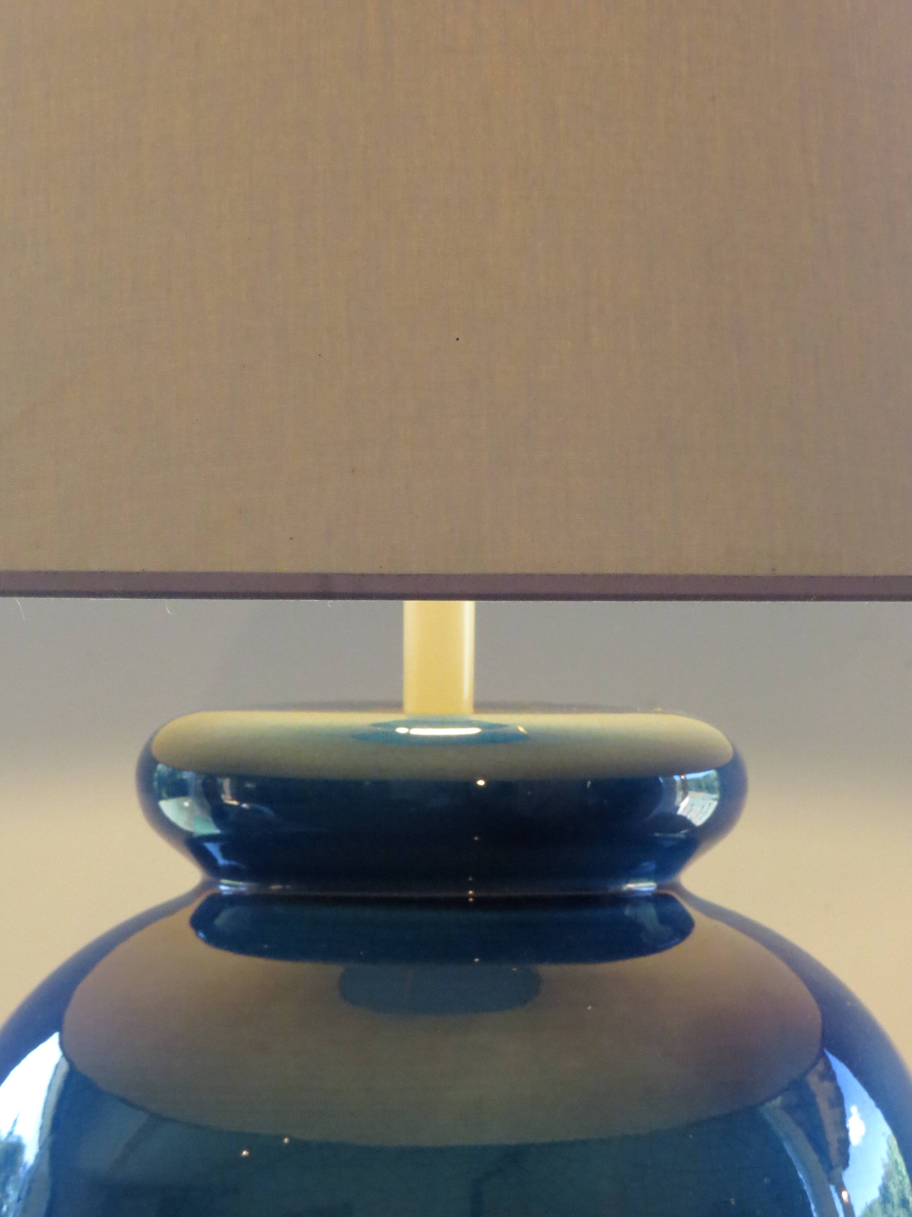 Large d'albret lamp base - made in france, 70's, cracked blue