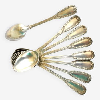 Set of 8 teaspoons in silver metal boulenger rinceaux decoration 14cm