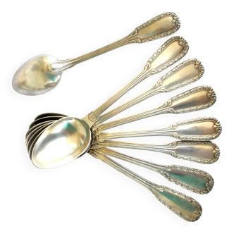 Set of 8 teaspoons in silver metal boulenger rinceaux decoration 14cm