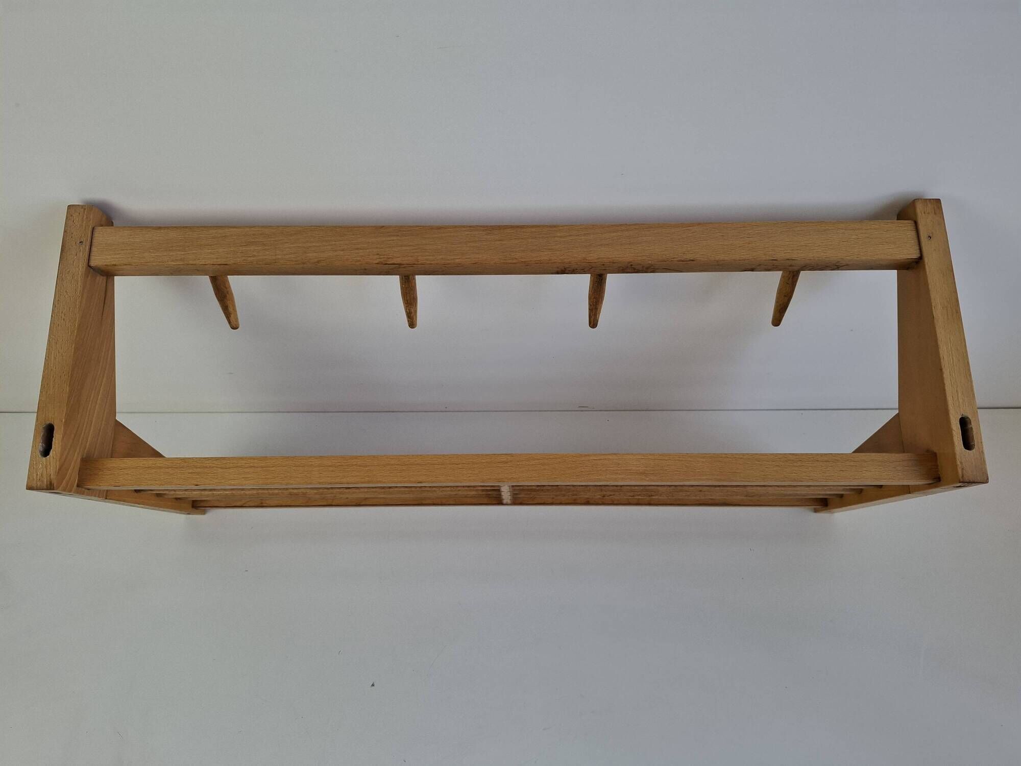 ULUV Czechoslovakian Mid-Century Wooden Wall Coat Rack, circa 1970