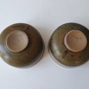Set of 2 ramekins Bowls / cups in glazed ceramic Signed Blanot