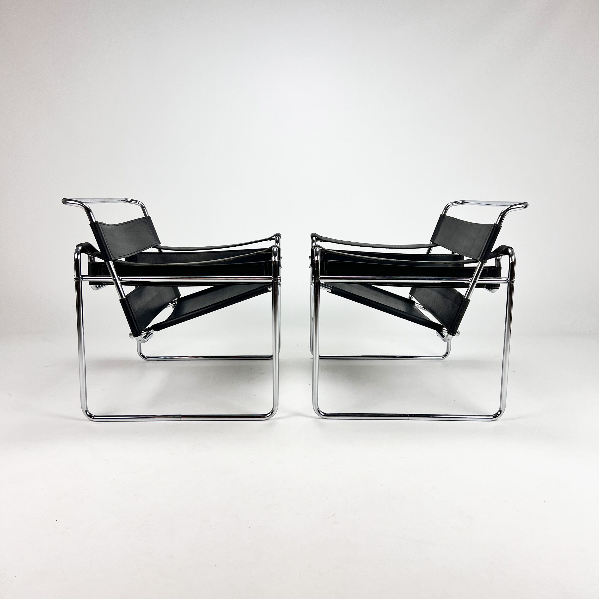 Set of 2 Wassily B3 Chairs by Marcel Breuer, 1980s