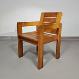 Pine wood chair 1970s with foldable seat