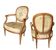 Pair of Louis XVI style armchairs in silk