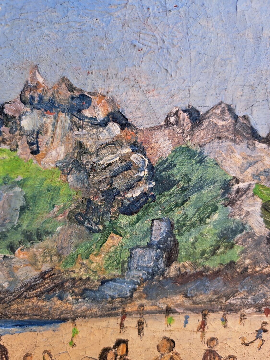 Old beach painting Perros Guirec 1952