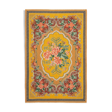 Handmade vintage moldov yellow kilim 197 cm x 291 cm - 23440