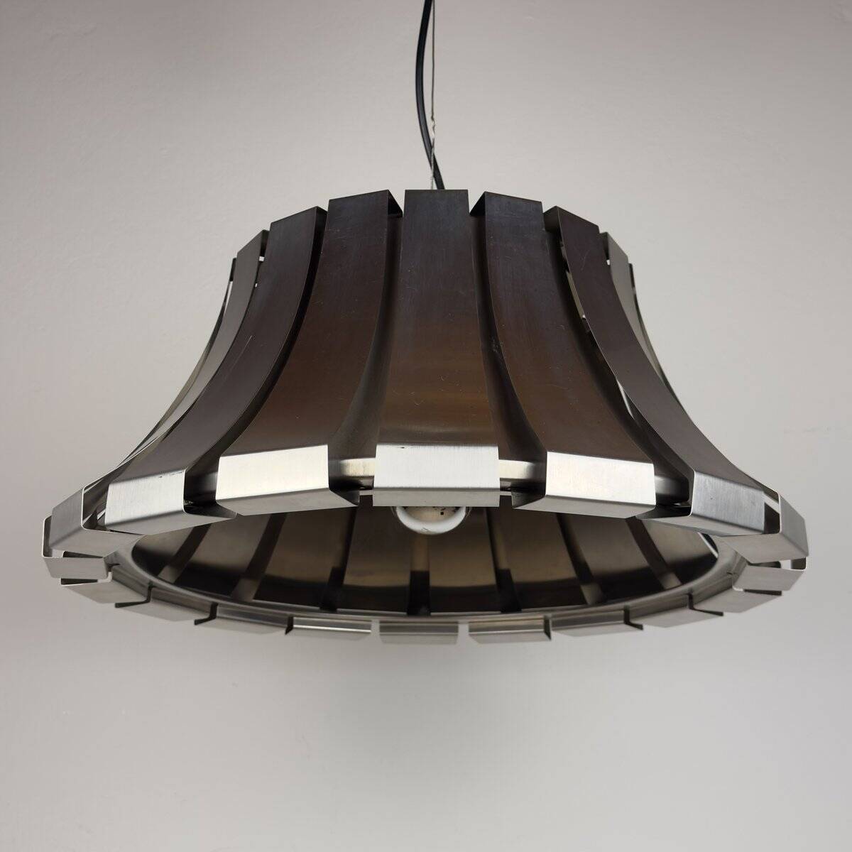Vintage metal pendant attributed to Elio Martinelli for Martinelli Luce, Italy, 1960s.