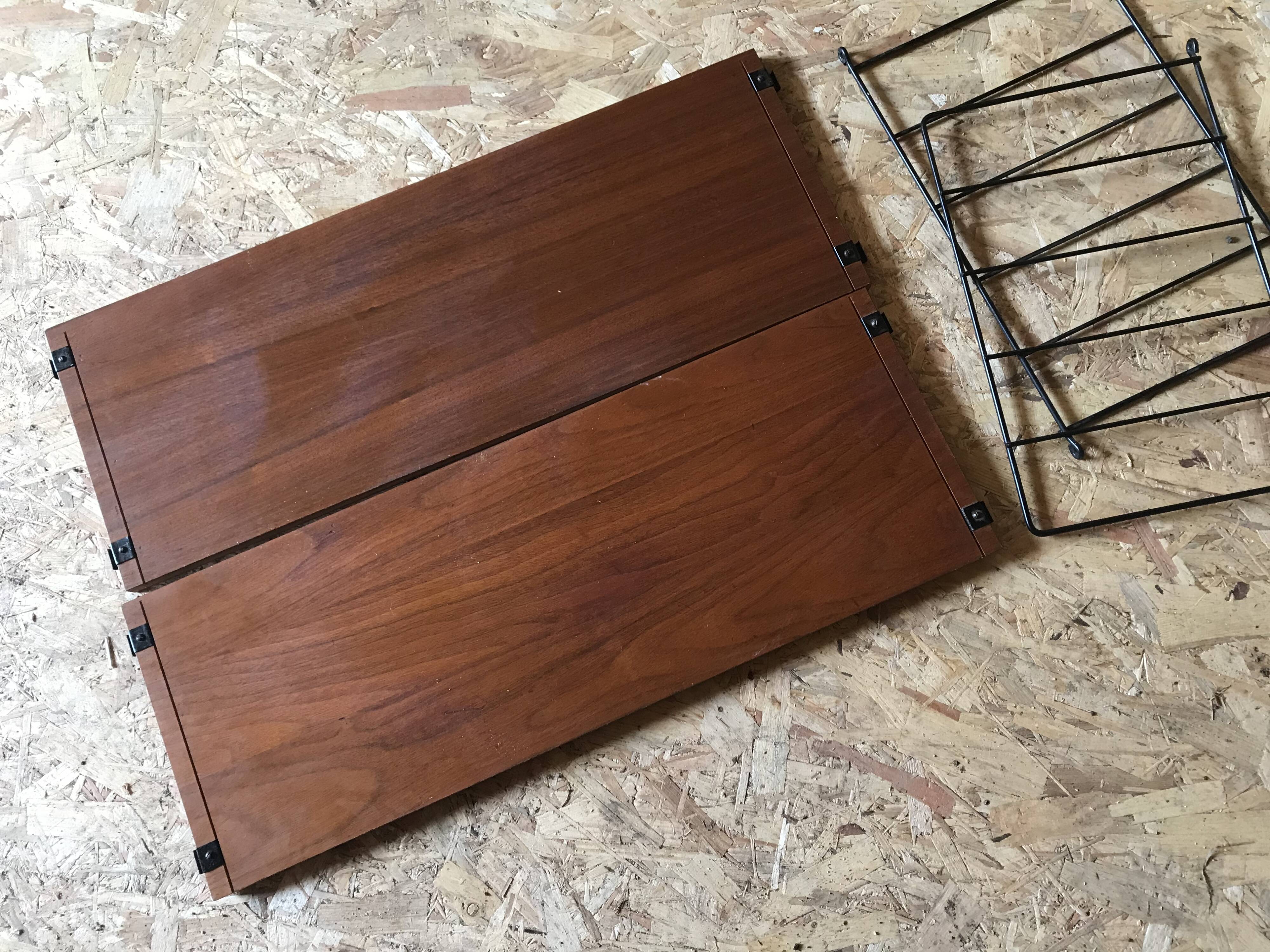 Vintage two-tier wall shelf string