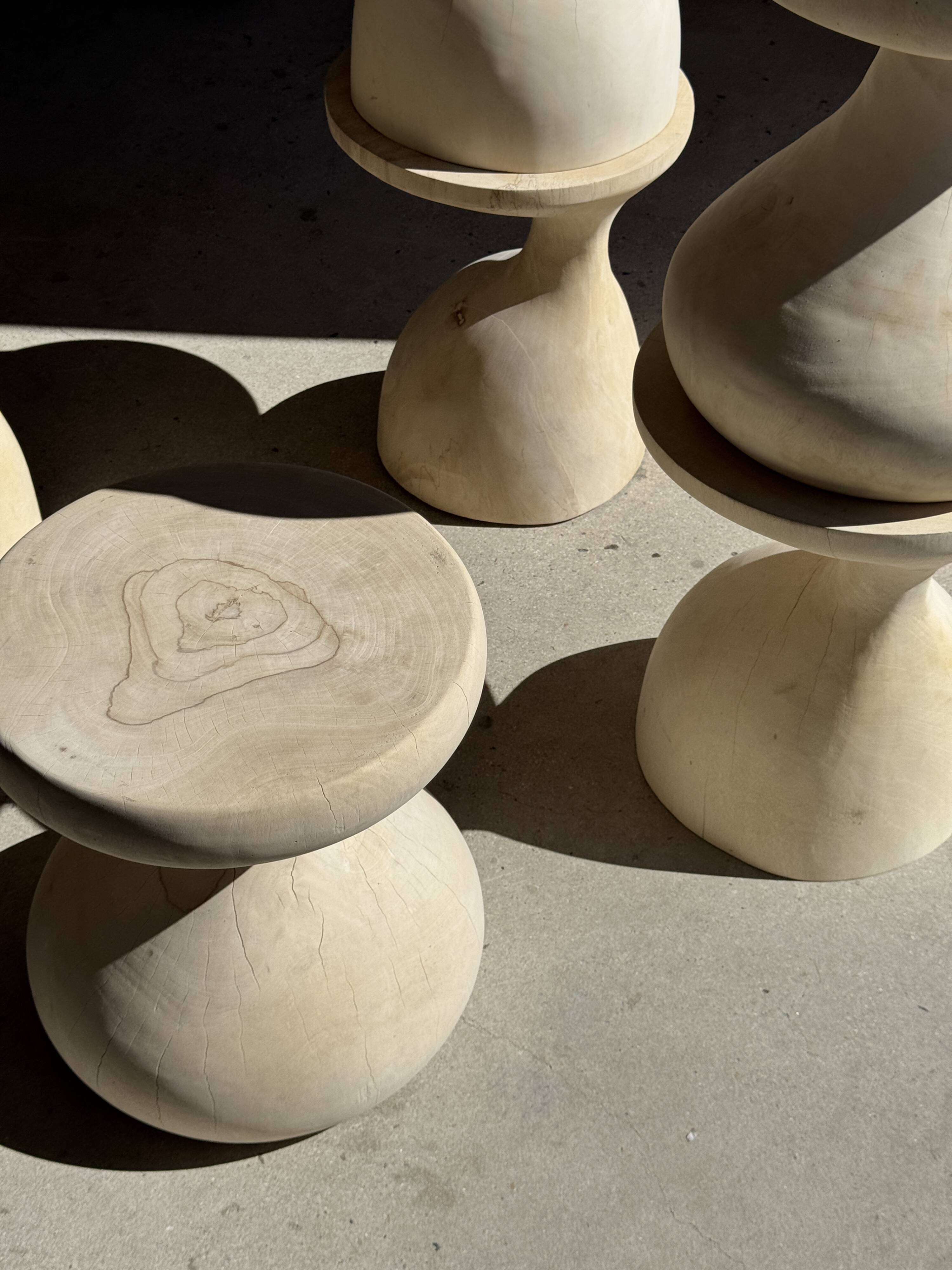 Pawn Bleach - Stool, side table, end table in solid mango wood