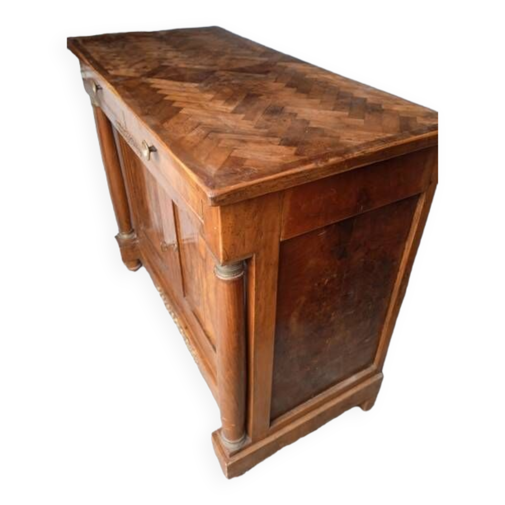 Buffet Empire period bronze marquetry walnut and fruit tree