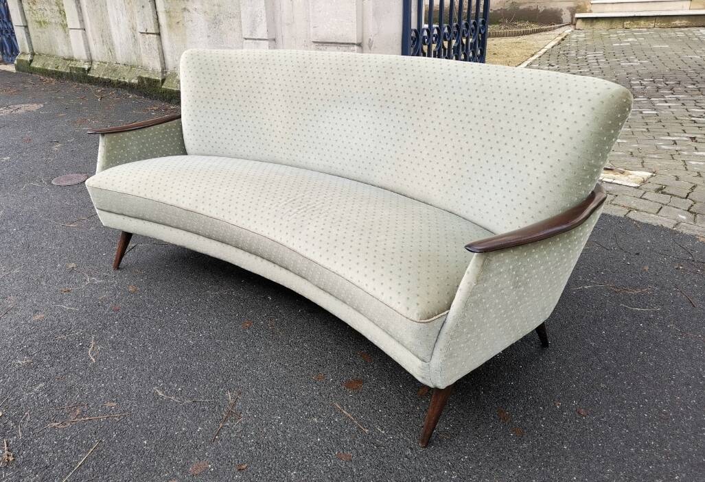 Water green velvet cabinetmaker's arc sofa