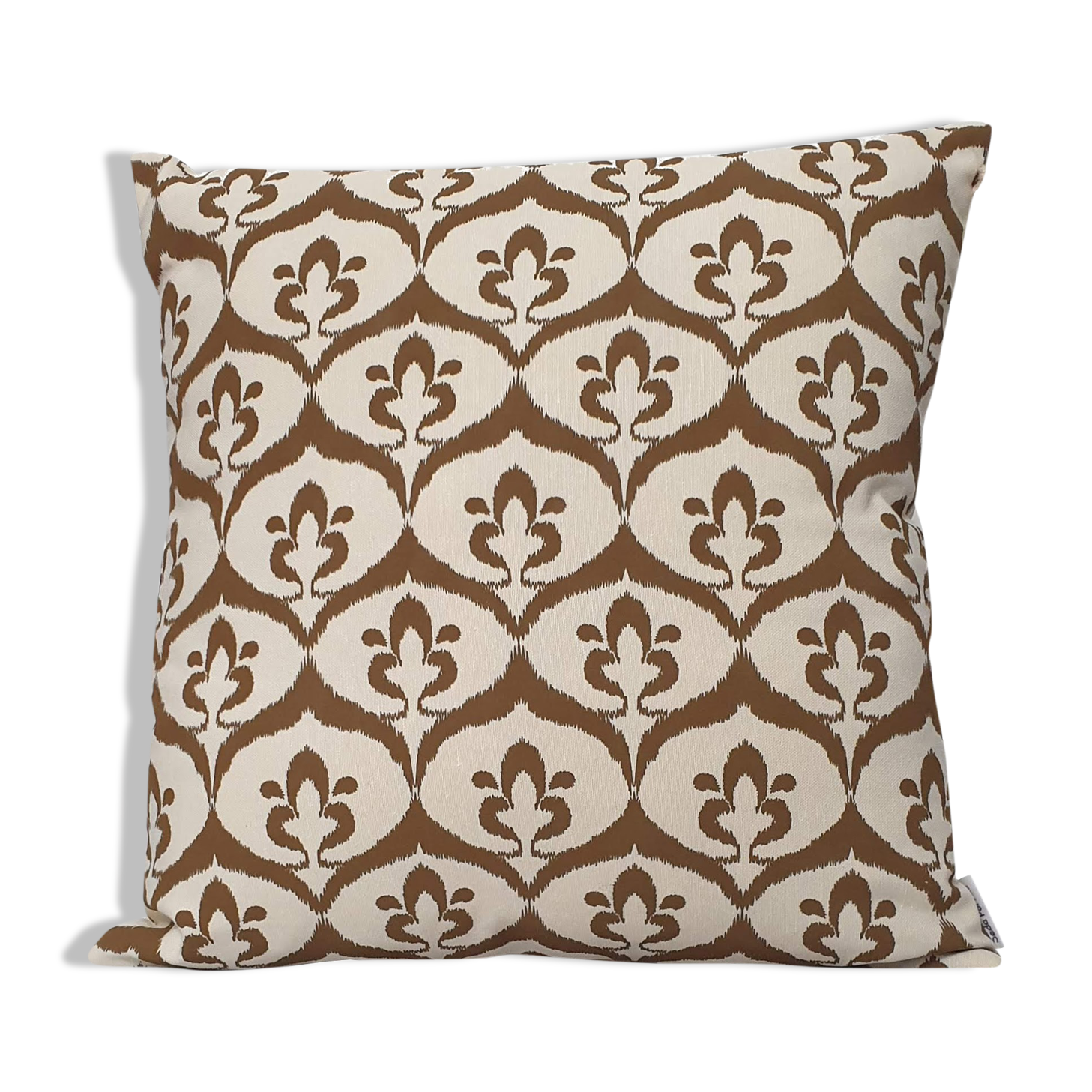 Ivory / olive ikat style ottoman cushion cover - 50 x 50