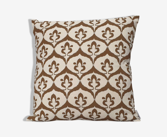 Housse de coussin ottoman style ikat ivoire / olive - 50 x 50