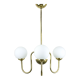 Vintage golden chandelier in opaline glass
