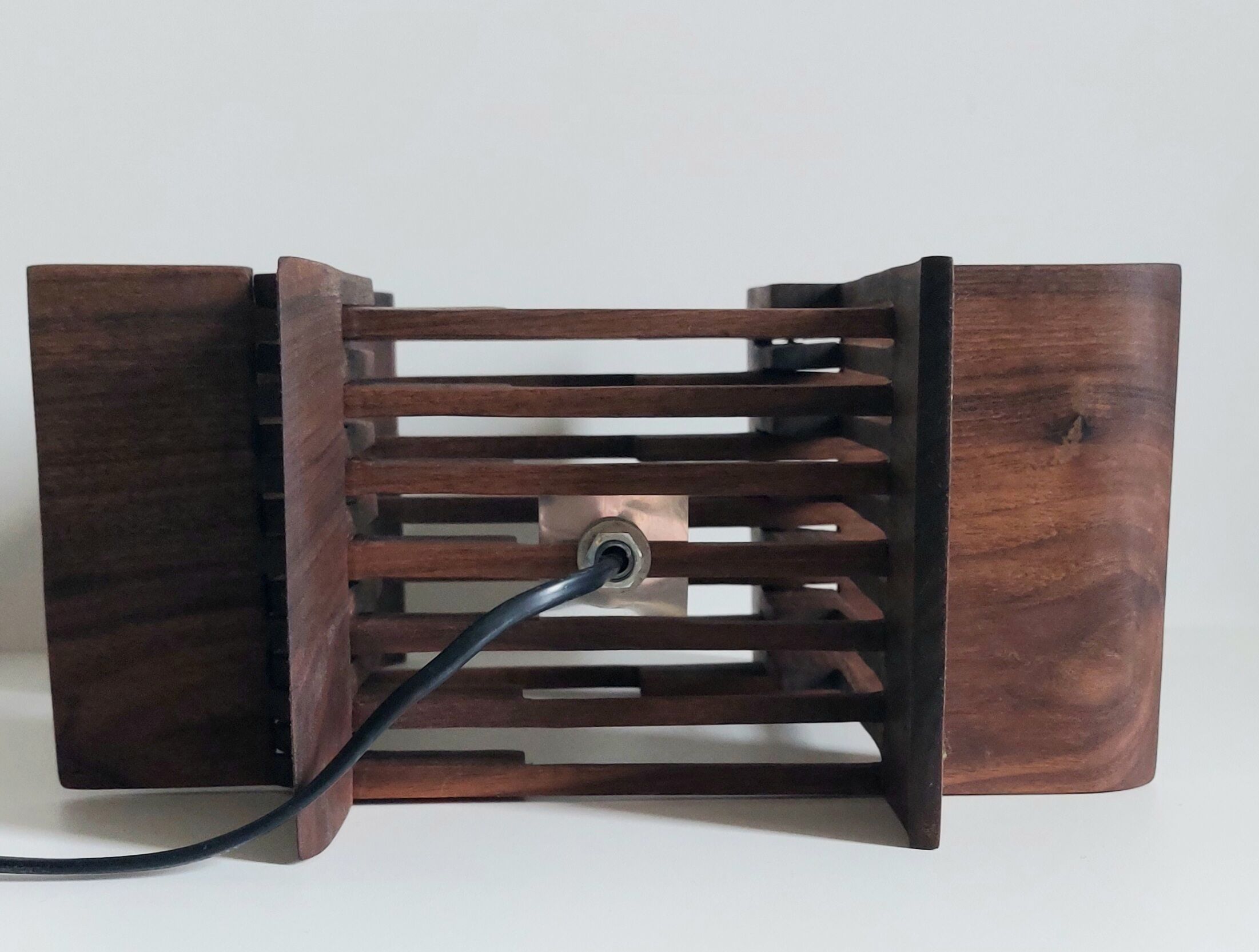 Vintage solid teak lamp