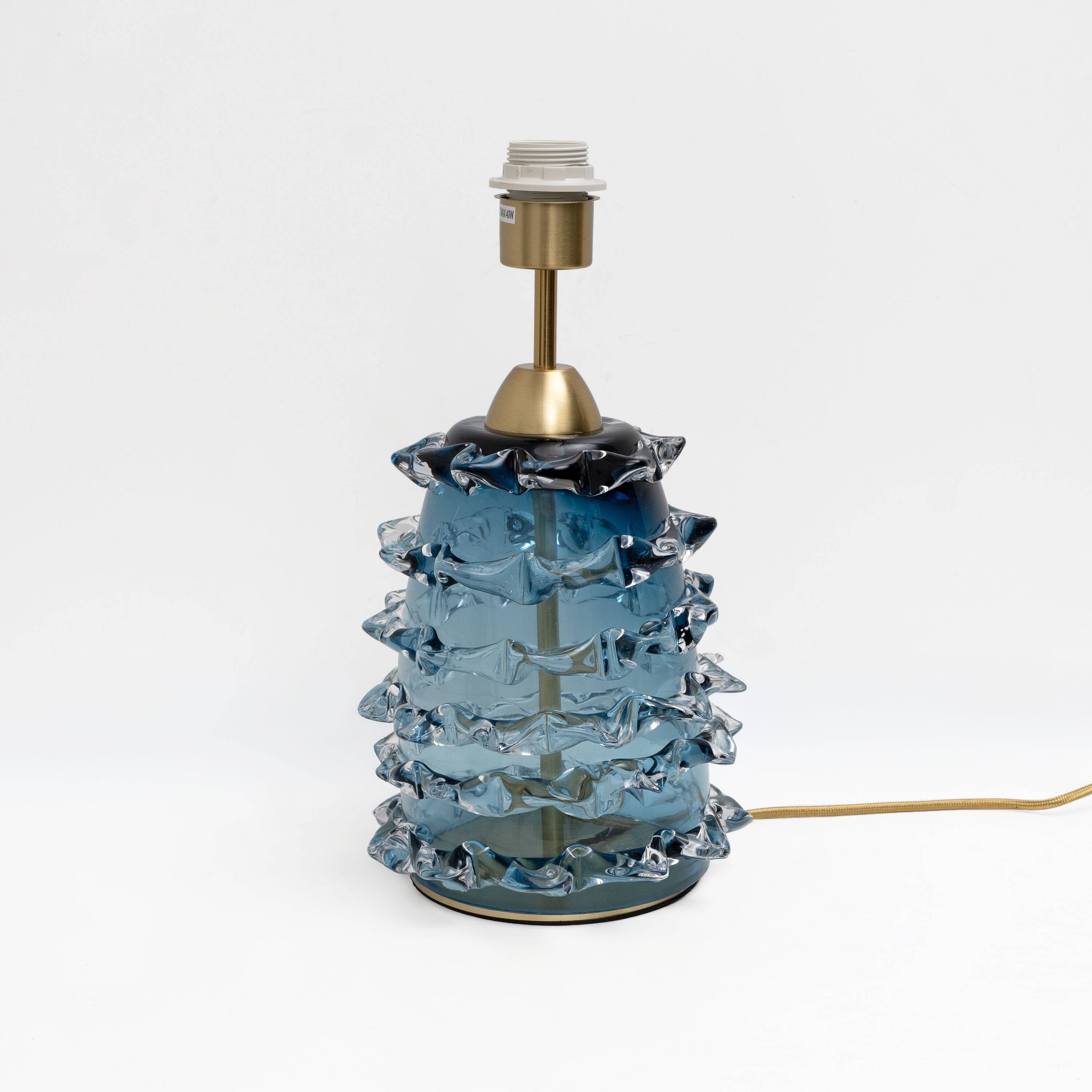 Pair of Blue Rostrato Murano Glass Table Lamps