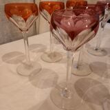 Series of 9 port glasses in cut and colored crystal, Saint-Louis, Bristol model