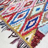 Moroccan Berber rug Boucherouite vintage 2.58x1.55m