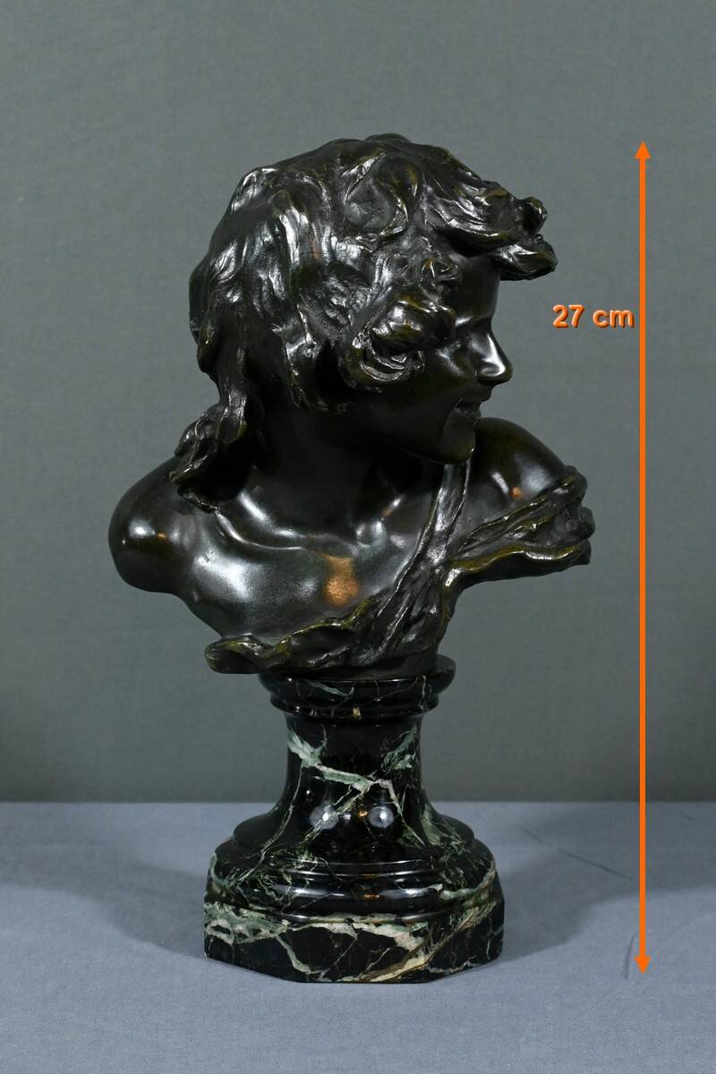 Bronze “Laughing Child”, signed A.Injalbert – Late 19th century