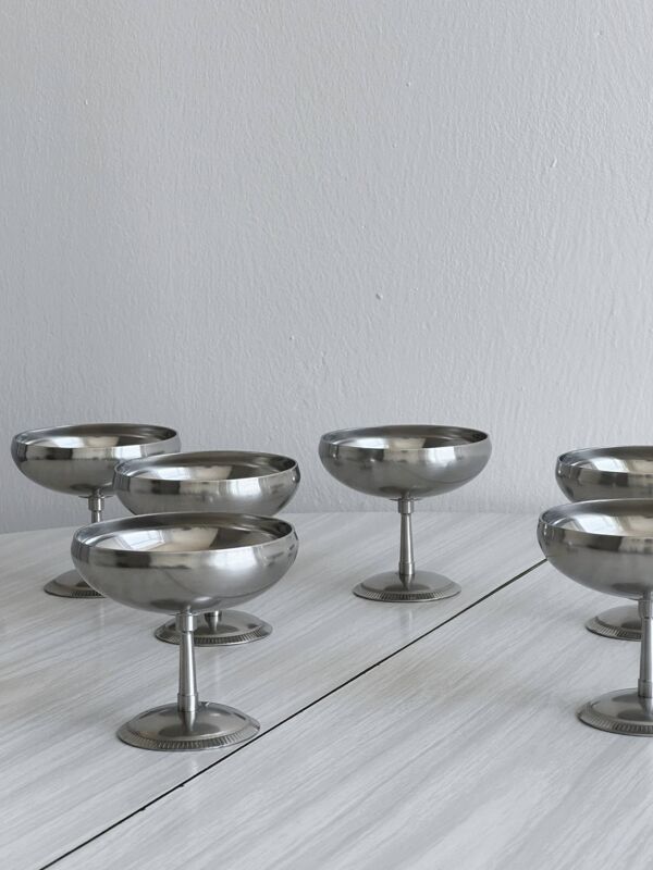 6 coupelles sur pied en inox Letang Remy