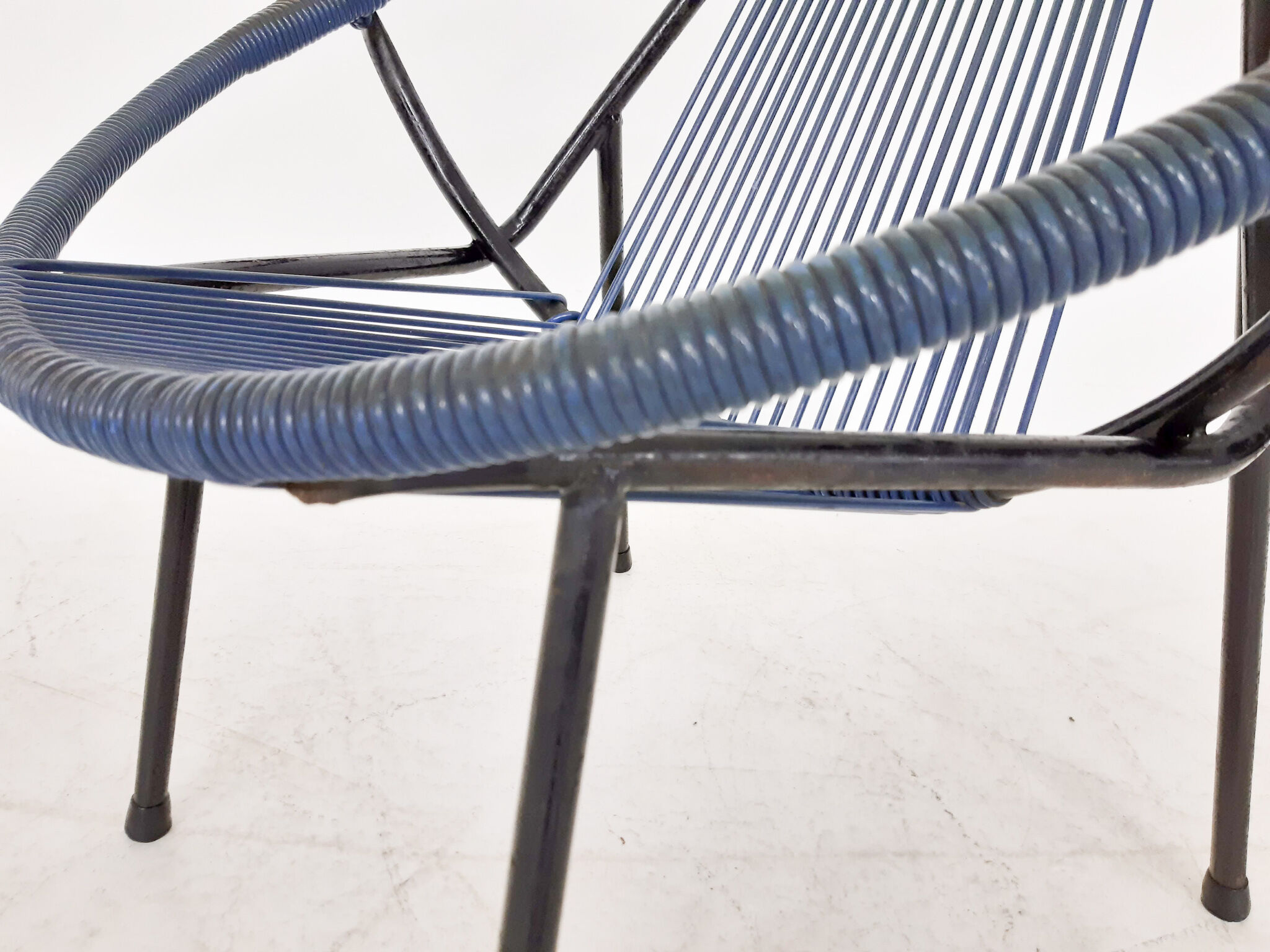 Mid-century plastic thread outdoor club chair