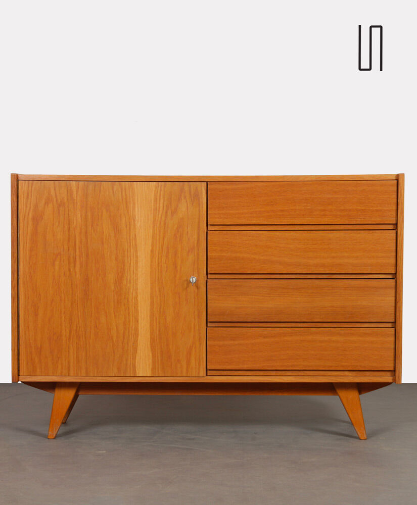 Vintage oak chest of drawers by Jiri Jiroutek model U-458 1960