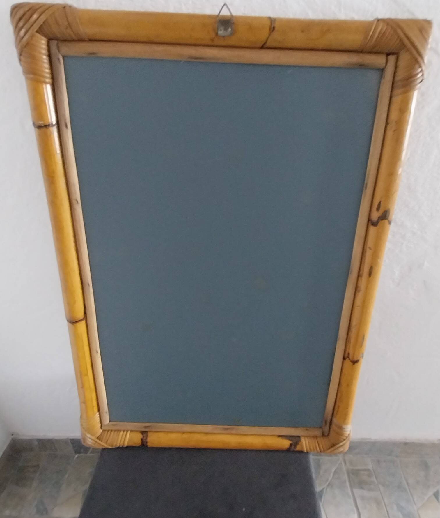 Pair of vintage bamboo and rattan mirrors