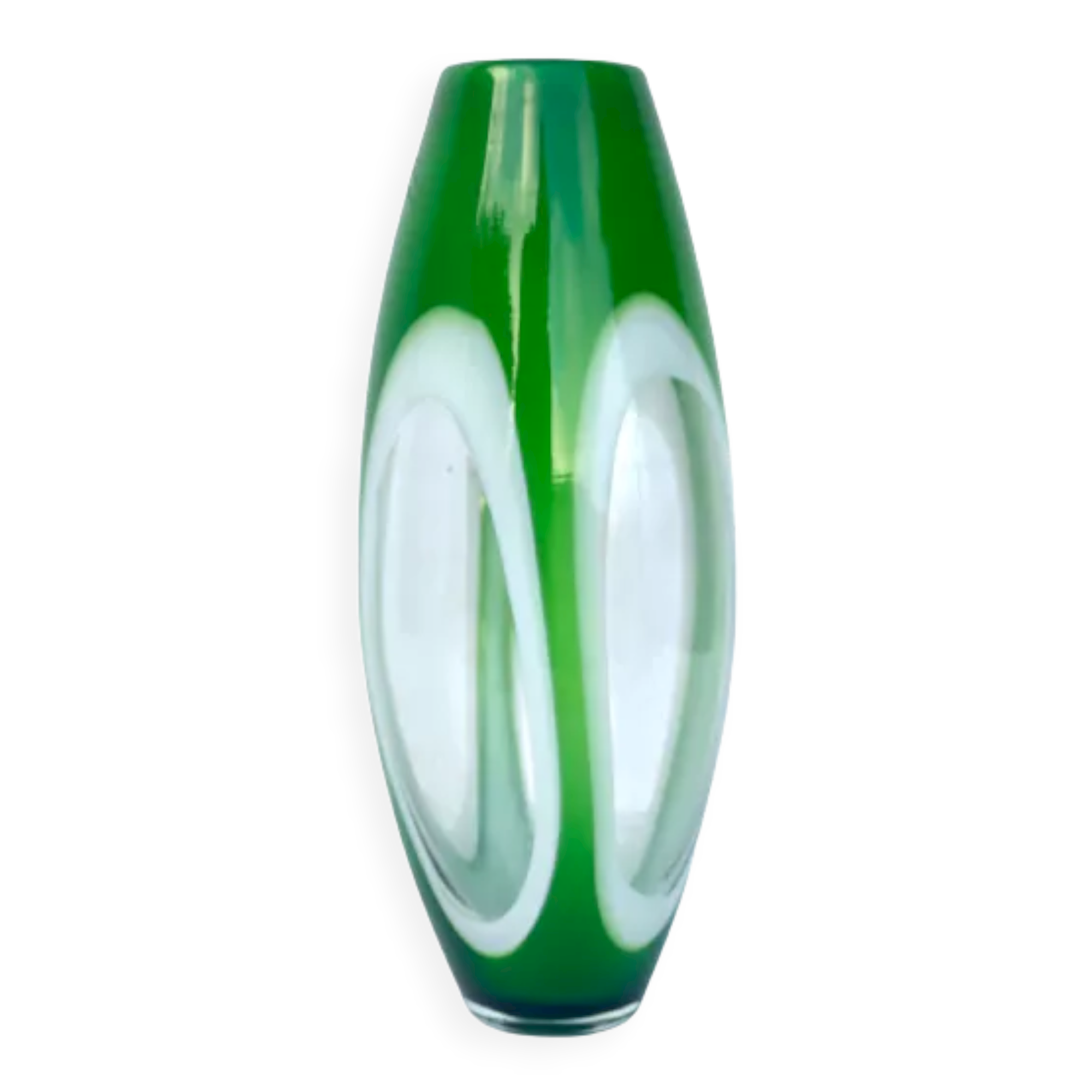 Vintage green glass vase