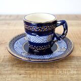Tasse à café Henriot Quimper originale, design bleu vintage des années 1950
