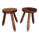 Paire de tabourets tripode en bois vintage