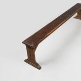 Banc rustique français en chêne avec sculptures et belle patine, vers 1850