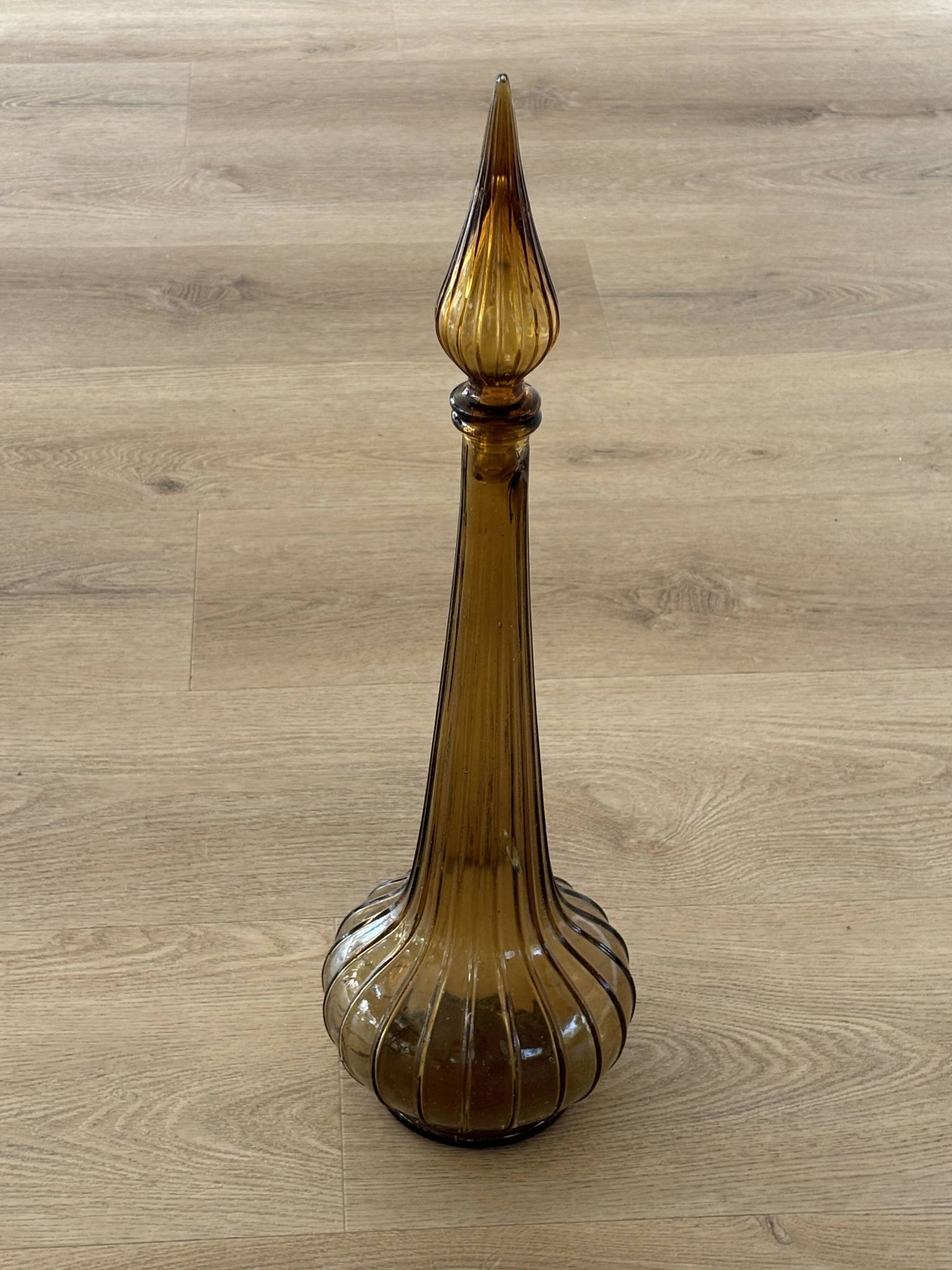 Vintage Empoli Glass Decanter with Stopper, Italy, 1960s