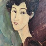 Acrylic on canvas, old vintage portrait painting
