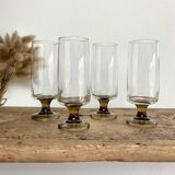 4 flutes with smoked glass feet