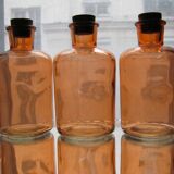 Lot de 3 flacons en verre et liège