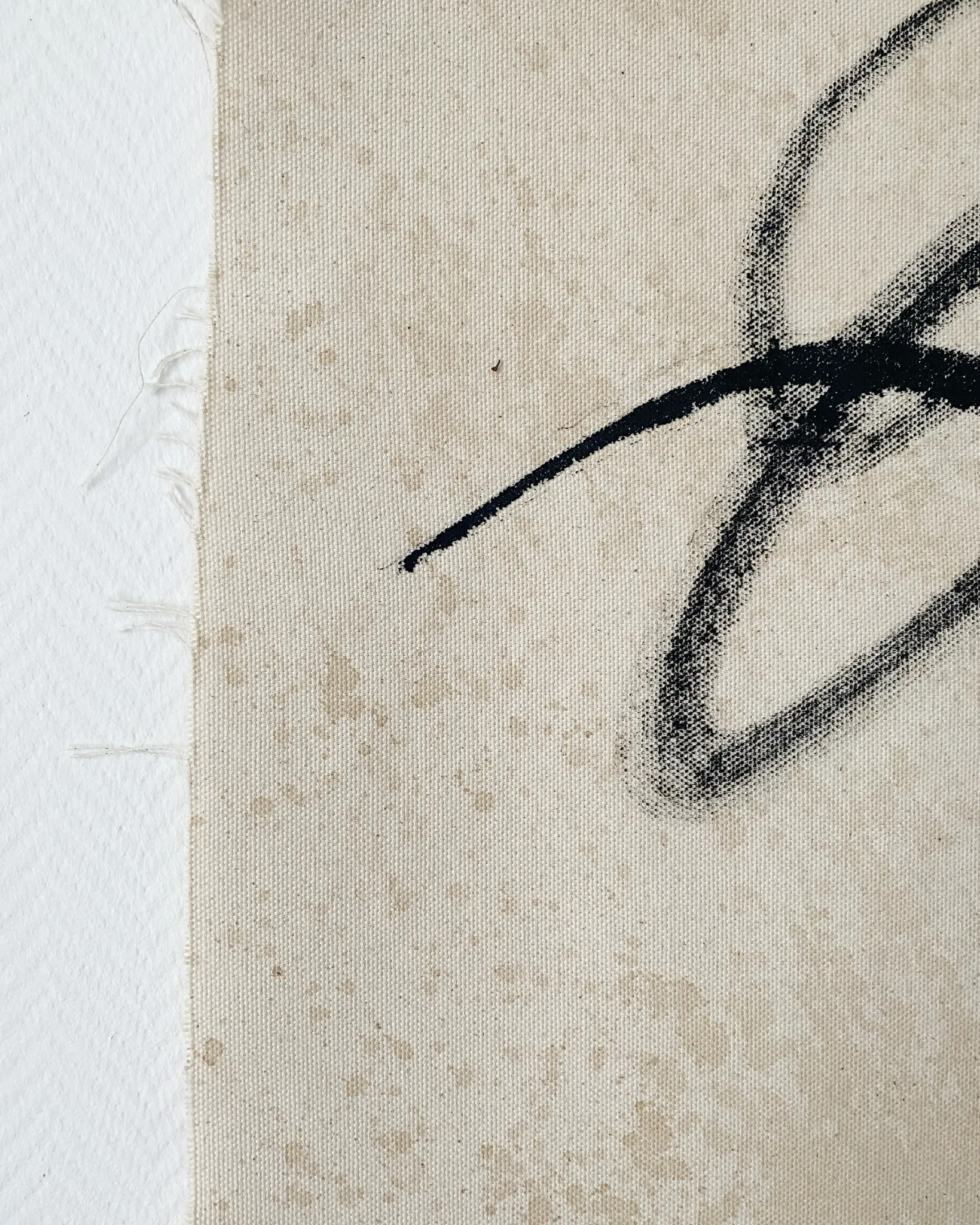 Female painting on unprimed canvas