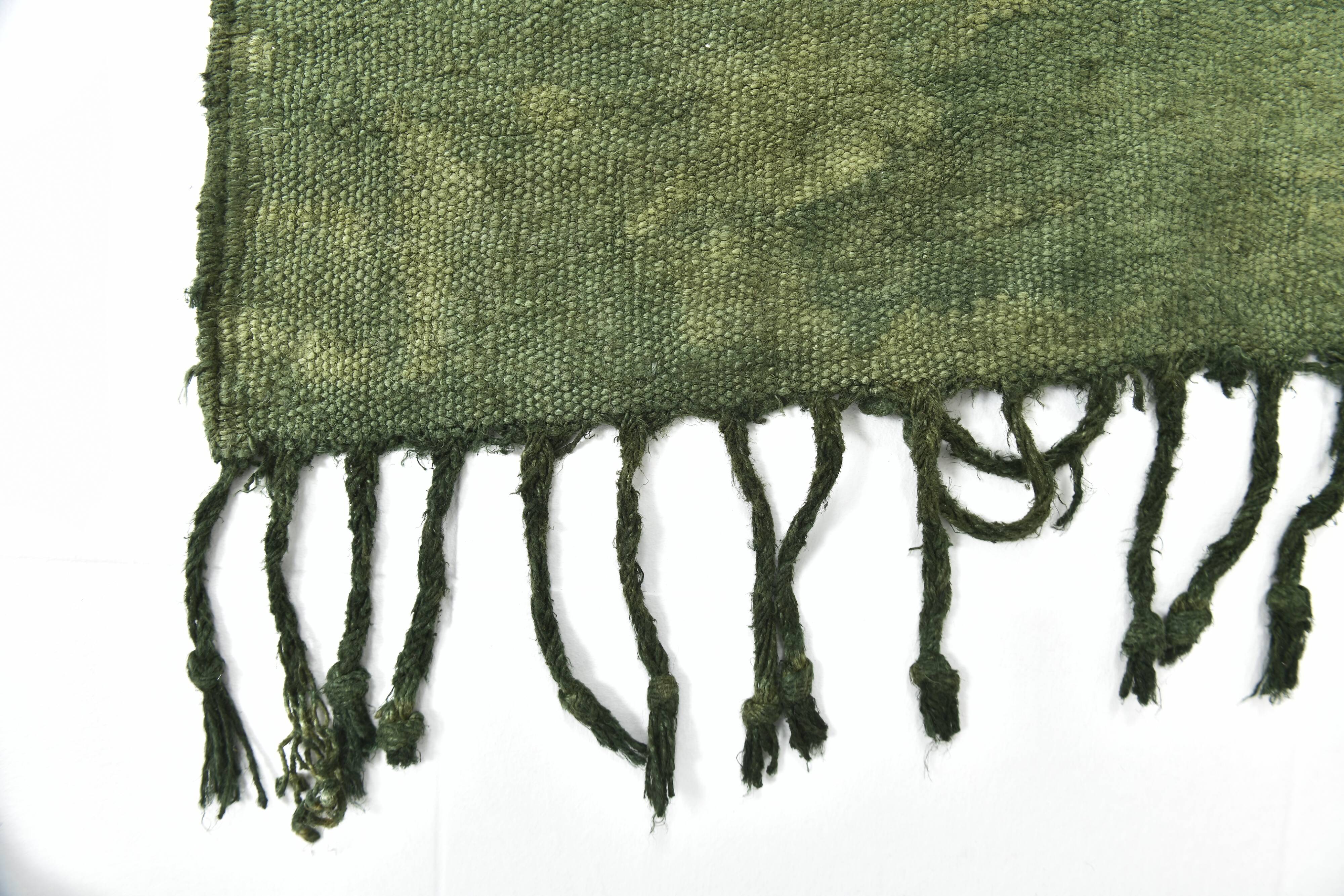 Shades Of Green Turkish Kilim Rug, 169x224Cm