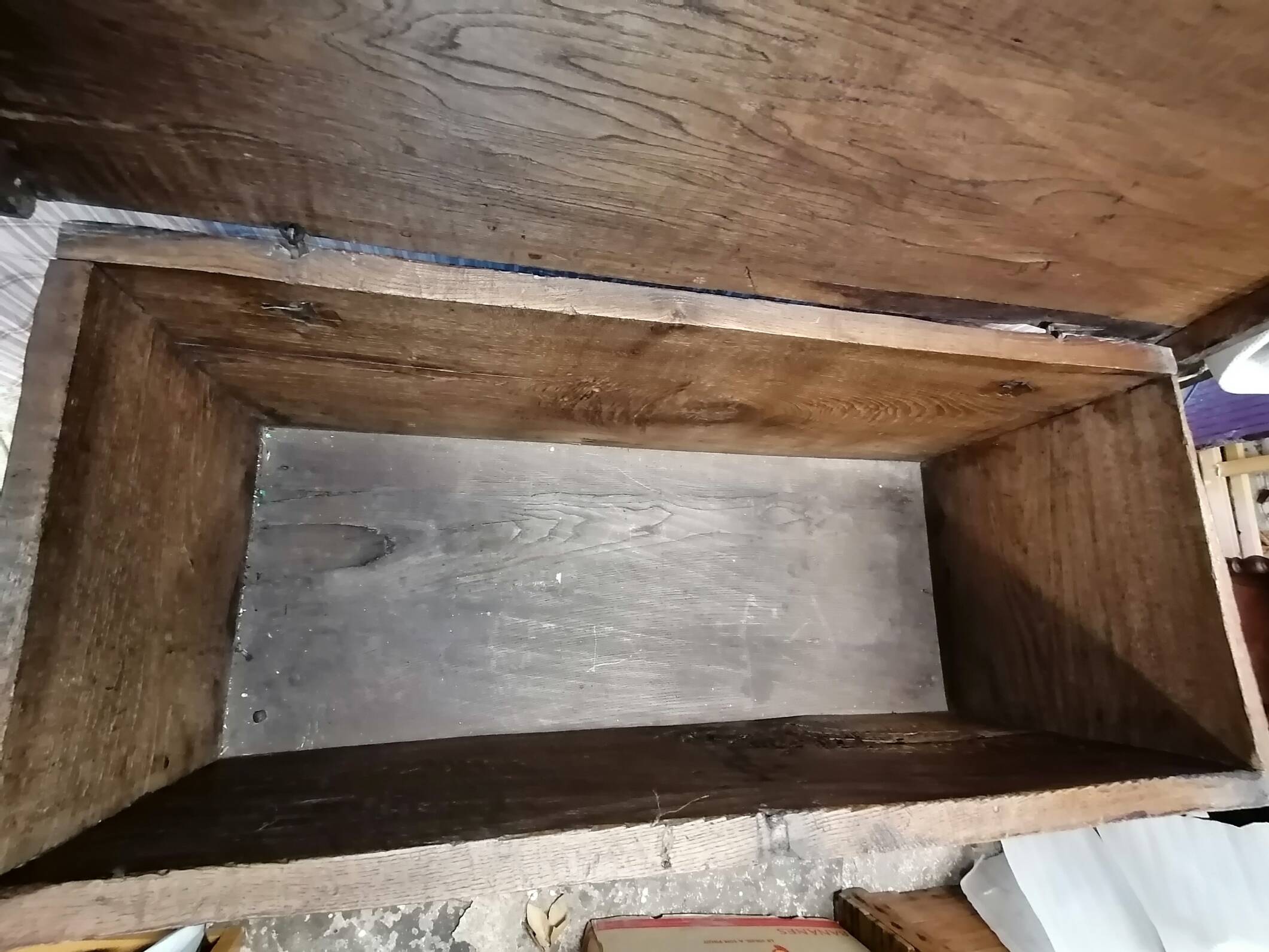 18th century high mountain chest, in solid oak and forged parts.