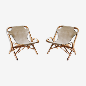 Pair of armchairs Rohe Noordwolde rattan, bamboo, 50
