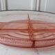 Pink glass dish with art deco compartment 30s-40s
