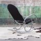 1970s chrome and black velvet sculptural rocking chair