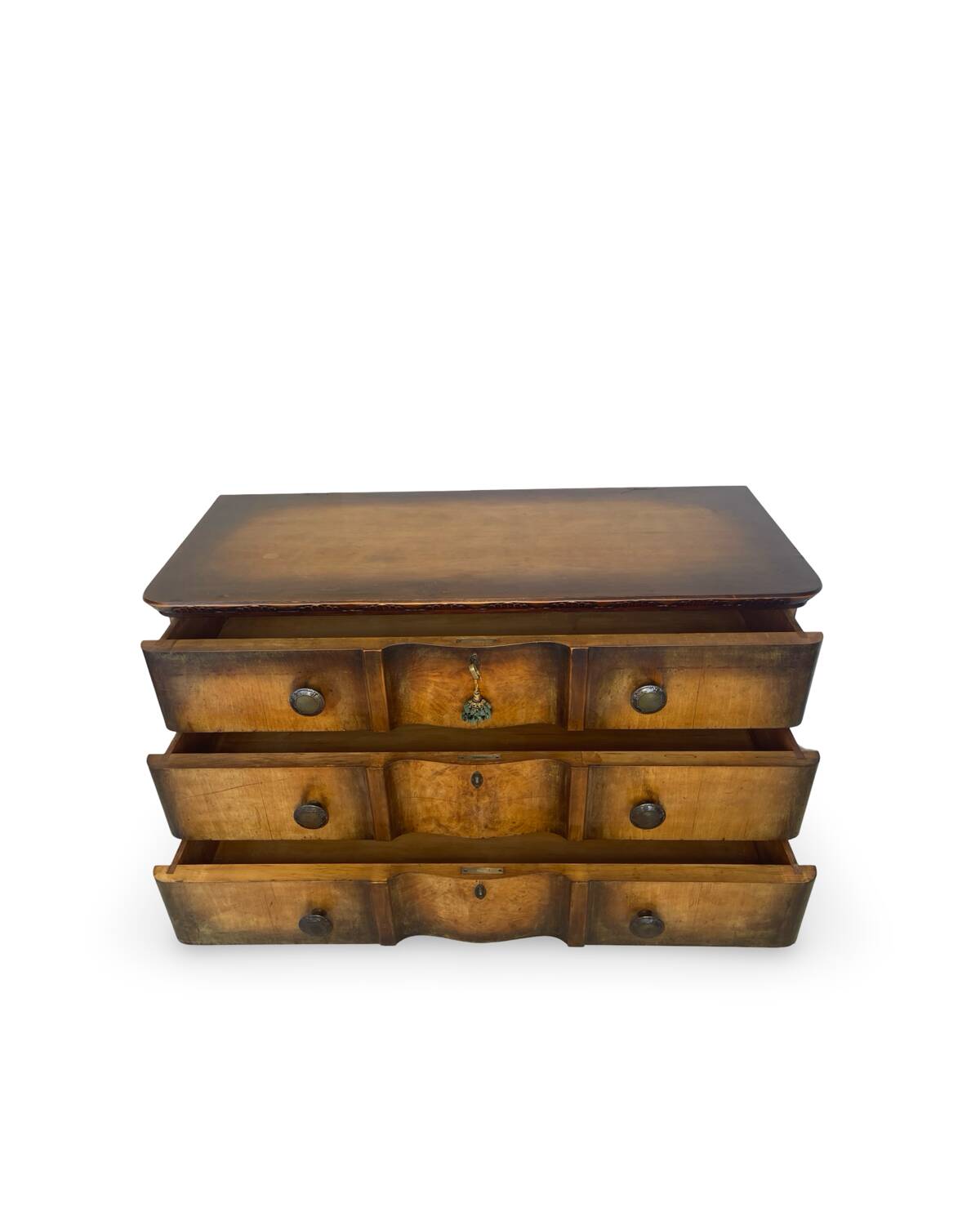 Commode italienne en placage et bois massif de noyer, années 1940-1950