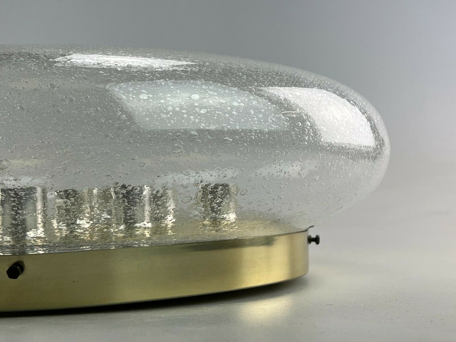 XL 60s 70s Lamp Light Plafoniere Flush Mount Ice Glass Hillebrand 60s