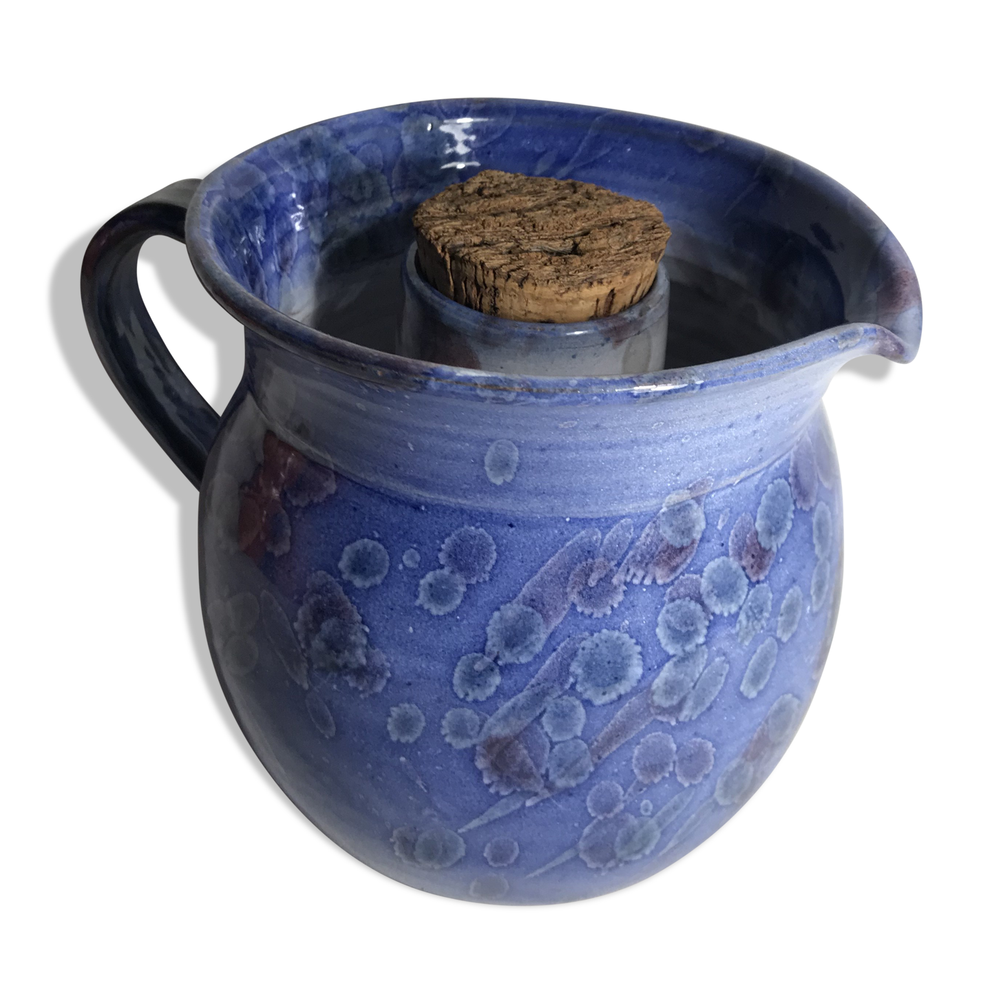 Blue ceramic decanter