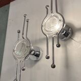Steel Italian Sconces Sculptural Form Glass Lens 1970 Stilkronen