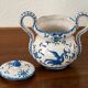 sugar bowl in faience from Martres-Tolosane with Moustiers decoration