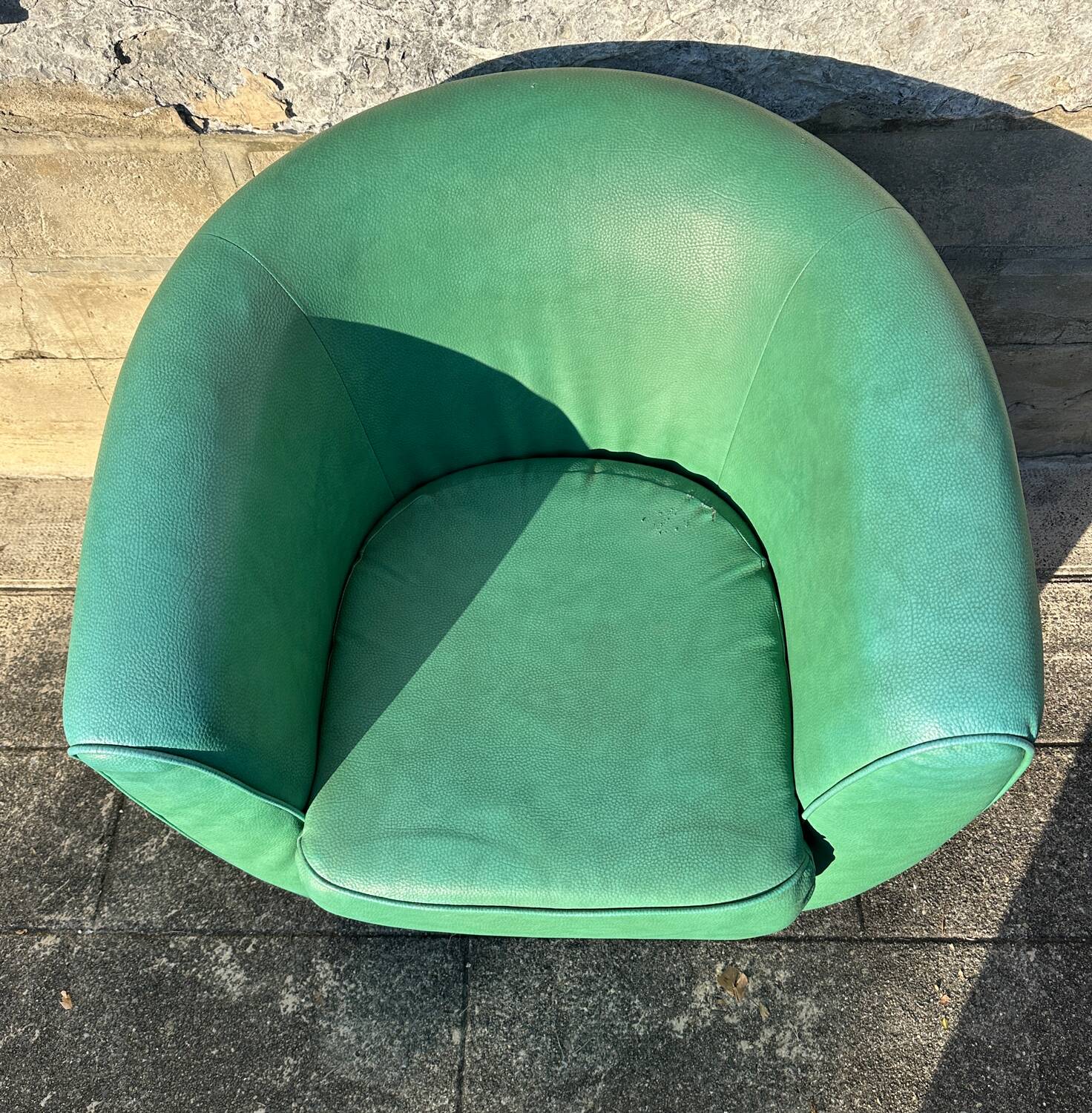 Vintage green leather club chair, antique green leather sofa.