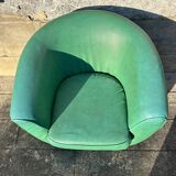 Vintage green leather club chair, antique green leather sofa.