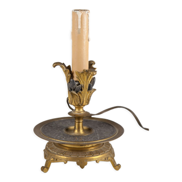 Lampe à poser bronze bougie éléctrifié